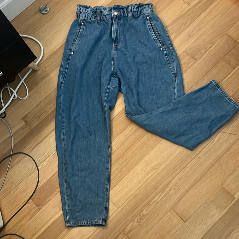 Zara scrunch waist jeans | size: us 8